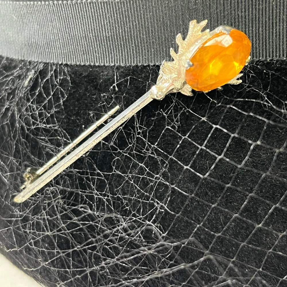 Vintage Peachbloom Velour Ladies Hat Union Made Size Medium Black with hatpin - Picture 11 of 15